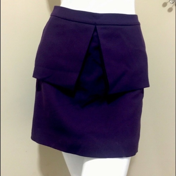 KATE SPADE SATURDAY PURPLE MINI SKIRT DEEP PLUM s Peplum flare Sz 0 texture NWT - Picture 11 of 15